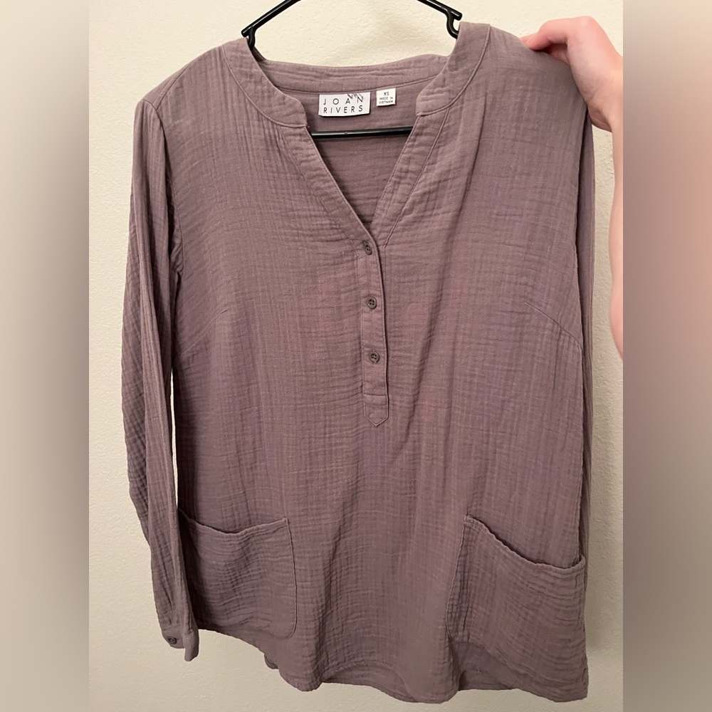 Purple Flowy Long-Sleeve blouse